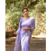 Generic Women's Cotton Printed Saree With Unstitched Blouse 5.5Mtr (Lavender)