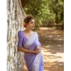 Generic Women's Cotton Printed Saree With Unstitched Blouse 5.5Mtr (Lavender)