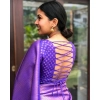 Generic Women's Banarasi Silk Woven Saree With Unstitched Blouse 5.5Mtr (Lavender)