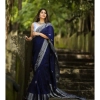 Generic Women's Banarasi Silk Woven Saree With Unstitched Blouse 5.5Mtr (Blue)