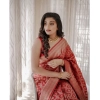 Generic Women's Banarasi Silk Woven Saree With Unstitched Blouse 5.5Mtr (Red)