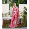 Generic Women's Banarasi Silk Woven Saree With Unstitched Blouse 5.5Mtr (Pink)
