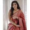 Generic Women's Banarasi Silk Woven Saree With Unstitched Blouse 5.5Mtr (Red)