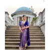 Generic Women's Banarasi Silk Woven Saree With Unstitched Blouse 5.5Mtr (Blue)