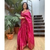 Generic Women's Banarasi Silk Woven Saree With Unstitched Blouse 5.5Mtr (Pink)