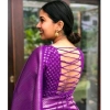 Generic Women's Banarasi Silk Woven Saree With Unstitched Blouse 5.5Mtr (Majenta)