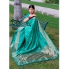 Generic Women's Banarasi Silk Woven Saree With Unstitched Blouse 5.5Mtr (Teal Green)