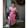 Generic Women's Banarasi Silk Woven Saree With Unstitched Blouse 5.5Mtr (Pink)