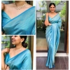 Generic Women's Banarasi Silk Woven Saree With Unstitched Blouse 5.5Mtr (Sky Blue)