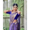 Generic Women's Banarasi Silk Woven Saree With Unstitched Blouse 5.5Mtr (Blue)