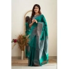 Generic Women's Banarasi Silk Woven Saree With Unstitched Blouse 5.5Mtr (Rama Green)