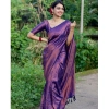 Generic Women's Banarasi Silk Woven Saree With Unstitched Blouse 5.5Mtr (Blue)