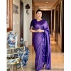 Generic Women's Banarasi Silk Woven Saree With Unstitched Blouse 5.5Mtr (Blue)