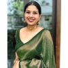 Generic Women's Banarasi Silk Woven Saree With Unstitched Blouse 5.5Mtr (Green)