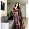 Generic Women's Banarasi Silk Woven Saree With Unstitched Blouse 5.5Mtr (Black)