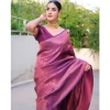 Generic Women's Banarasi Silk Woven Saree With Unstitched Blouse 5.5Mtr (Wine)