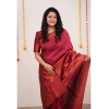 Generic Women's Banarasi Silk Woven Saree With Unstitched Blouse 5.5Mtr (Maroon)