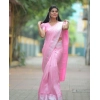 Generic Women's Banarasi Silk Woven Saree With Unstitched Blouse 5.5Mtr (Pink)
