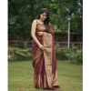 Generic Women's Banarasi Silk Woven Saree With Unstitched Blouse 5.5Mtr (Maroon)