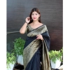 Generic Women's Banarasi Silk Woven Saree With Unstitched Blouse 5.5Mtr (Black)