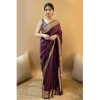 Generic Women's Banarasi Silk Woven Saree With Unstitched Blouse 5.5Mtr (Purple)