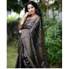 Generic Women's Banarasi Silk Woven Saree With Unstitched Blouse 5.5Mtr (Black)