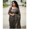 Generic Women's Banarasi Silk Woven Saree With Unstitched Blouse 5.5Mtr (Black)