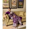 Generic Women's Banarasi Silk Woven Saree With Unstitched Blouse 5.5Mtr (Purple)