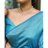 Generic Women's Banarasi Silk Woven Saree With Unstitched Blouse 5.5Mtr (Sky Blue)