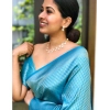 Generic Women's Banarasi Silk Woven Saree With Unstitched Blouse 5.5Mtr (Sky Blue)