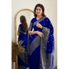 Generic Women's Banarasi Silk Woven Saree With Unstitched Blouse 5.5Mtr (Royal Blue)