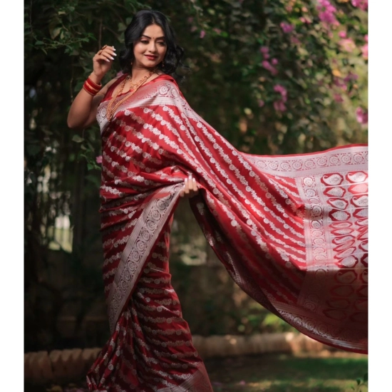 Generic Women's Banarasi Silk Woven Saree With Unstitched Blouse 5.5Mtr (Red) Generic Women's Banarasi Silk Woven Saree With Unstitched Blouse 5.5Mtr (Red)