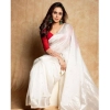Generic Women's Cotton Printed Saree With Unstitched Blouse 5.5Mtr (White)