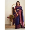 Generic Women's Banarasi Silk Woven Saree With Unstitched Blouse 5.5Mtr (Navy Blue)