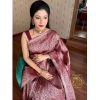 Generic Women's Banarasi Silk Woven Saree With Unstitched Blouse 5.5Mtr (Wine)