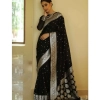 Generic Women's Banarasi Silk Woven Saree With Unstitched Blouse 5.5Mtr (Black)
