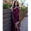Generic Women's Cotton Printed Saree With Unstitched Blouse 5.5Mtr (Wine)