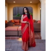 Generic Women's Banarasi Silk Woven Saree With Unstitched Blouse 5.5Mtr (Red)