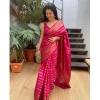 Generic Women's Banarasi Silk Woven Saree With Unstitched Blouse 5.5Mtr (Pink)