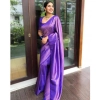 Generic Women's Banarasi Silk Woven Saree With Unstitched Blouse 5.5Mtr (Lavender)