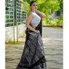 Generic Women's Banarasi Silk Woven Saree With Unstitched Blouse 5.5Mtr (Black)