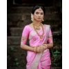 Generic Women's Banarasi Silk Woven Saree With Unstitched Blouse 5.5Mtr (Pink)