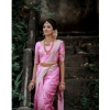 Generic Women's Banarasi Silk Woven Saree With Unstitched Blouse 5.5Mtr (Pink)
