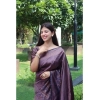 Generic Women's Banarasi Silk Woven Saree With Unstitched Blouse 5.5Mtr (Wine)