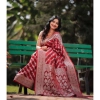 Generic Women's Banarasi Silk Woven Saree With Unstitched Blouse 5.5Mtr (Red)