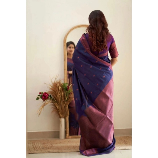 Generic Women's Banarasi Silk Woven Saree With Unstitched Blouse 5.5Mtr (Navy Blue) Generic Women's Banarasi Silk Woven Saree With Unstitched Blouse 5.5Mtr (Navy Blue)