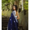 Generic Women's Banarasi Silk Woven Saree With Unstitched Blouse 5.5Mtr (Blue)