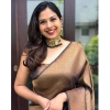 Generic Women's Banarasi Silk Woven Saree With Unstitched Blouse 5.5Mtr (Brown)