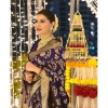 Generic Women's Banarasi Silk Woven Saree With Unstitched Blouse 5.5Mtr (Blue)