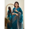 Generic Women's Banarasi Silk Woven Saree With Unstitched Blouse 5.5Mtr (Turquoise)